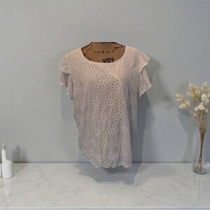 White Eyelet Flutter Top Size 2x Made in Italy Lungo L’arno